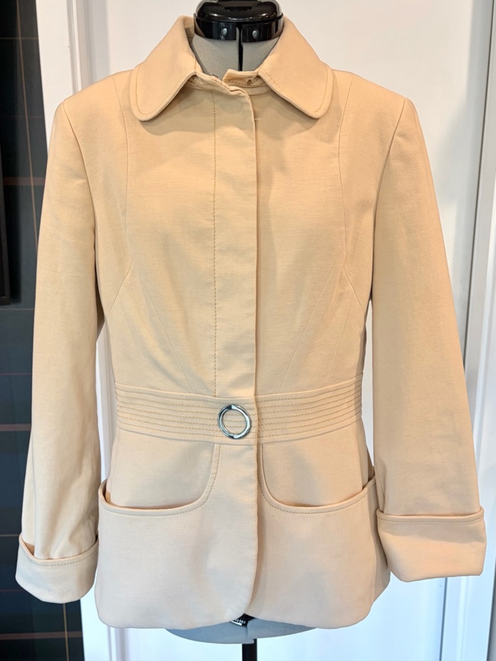 Carlisle Cotton&Cashmere Jacket, stitching details, cuffs,silver hardware,6, EUC - Picture 4 of 14